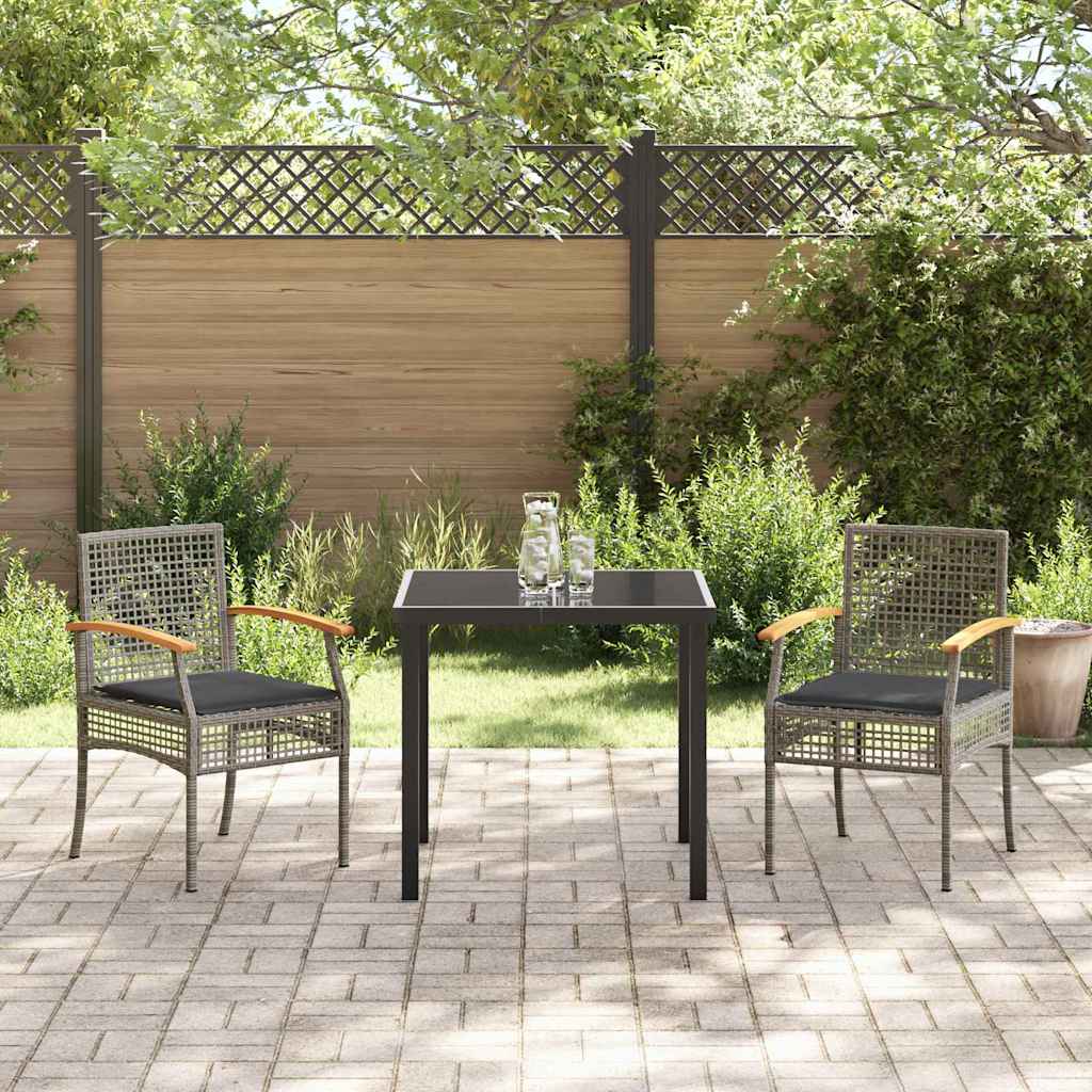 Tuin Eetset 3 pcs Grijs poly rattan