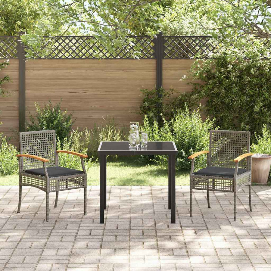 Tuin Eetset 3 pcs Grijs poly rattan