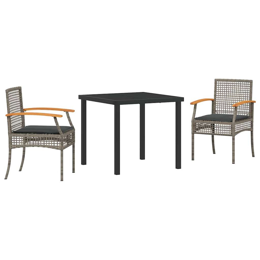Tuin Eetset 3 pcs Grijs poly rattan