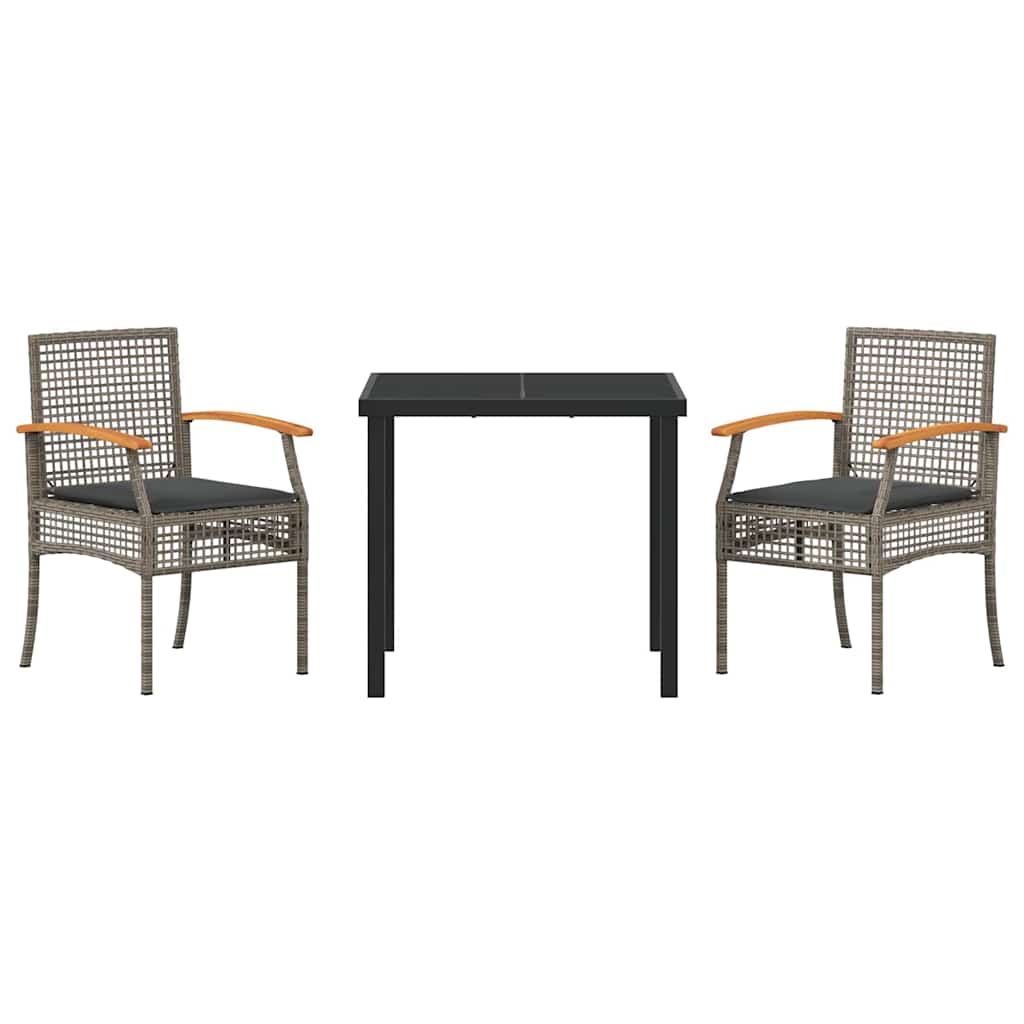 Tuin Eetset 3 pcs Grijs poly rattan