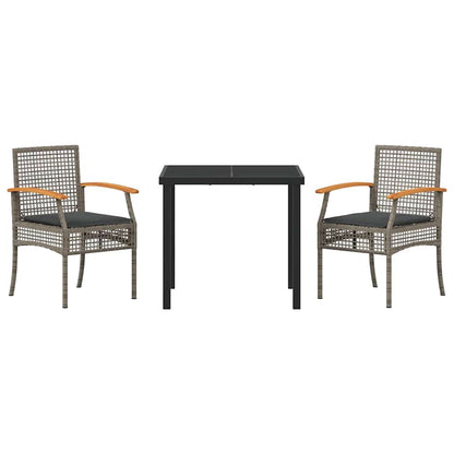 Tuin Eetset 3 pcs Grijs poly rattan