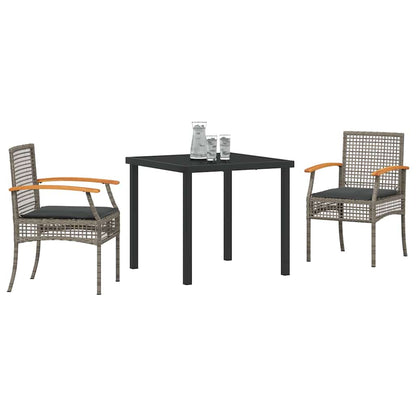 Tuin Eetset 3 pcs Grijs poly rattan