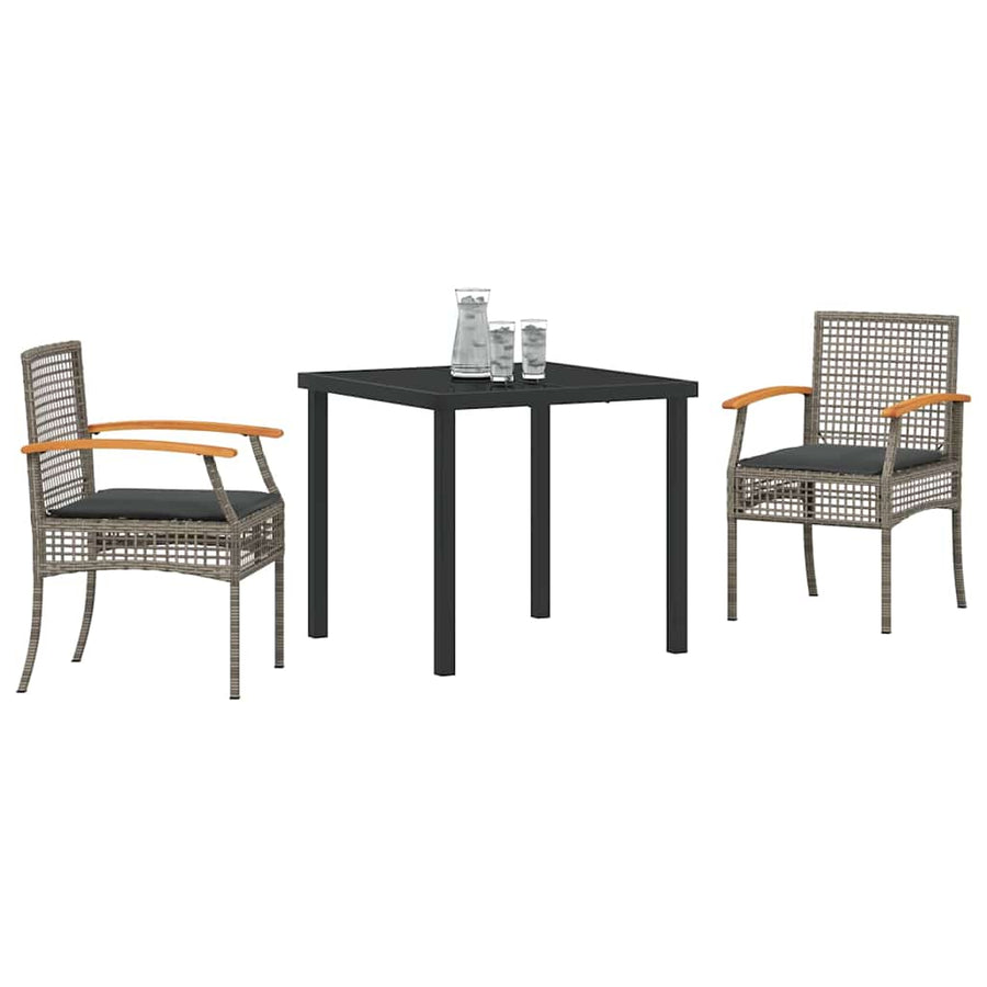 Tuin Eetset 3 pcs Grijs poly rattan
