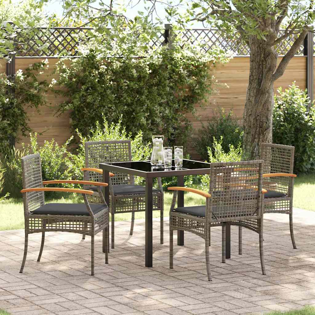 Tuin Eetset 5 pcs Grijs poly rattan