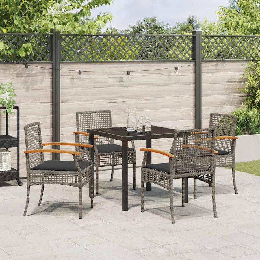 Tuin Eetset 5 pcs Grijs poly rattan