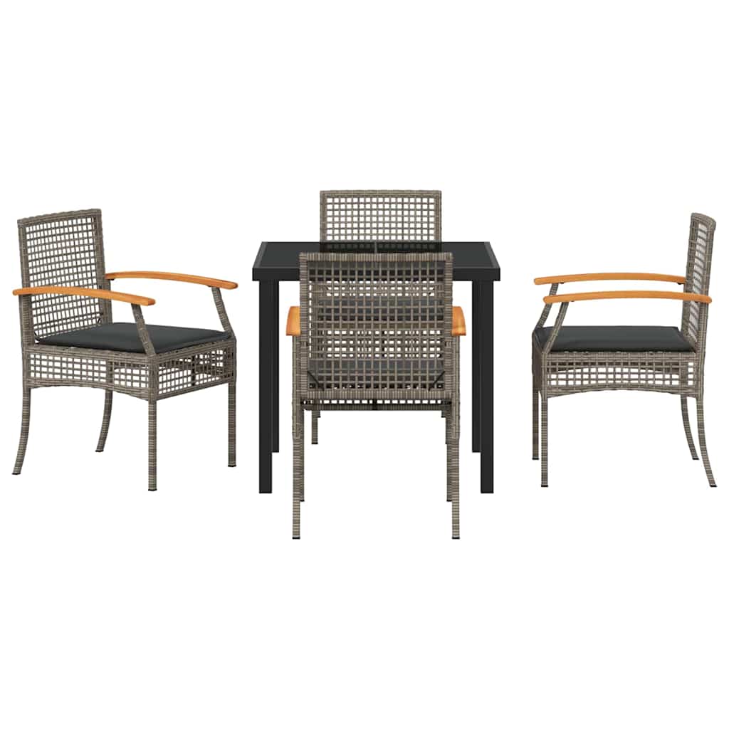 Tuin Eetset 5 pcs Grijs poly rattan