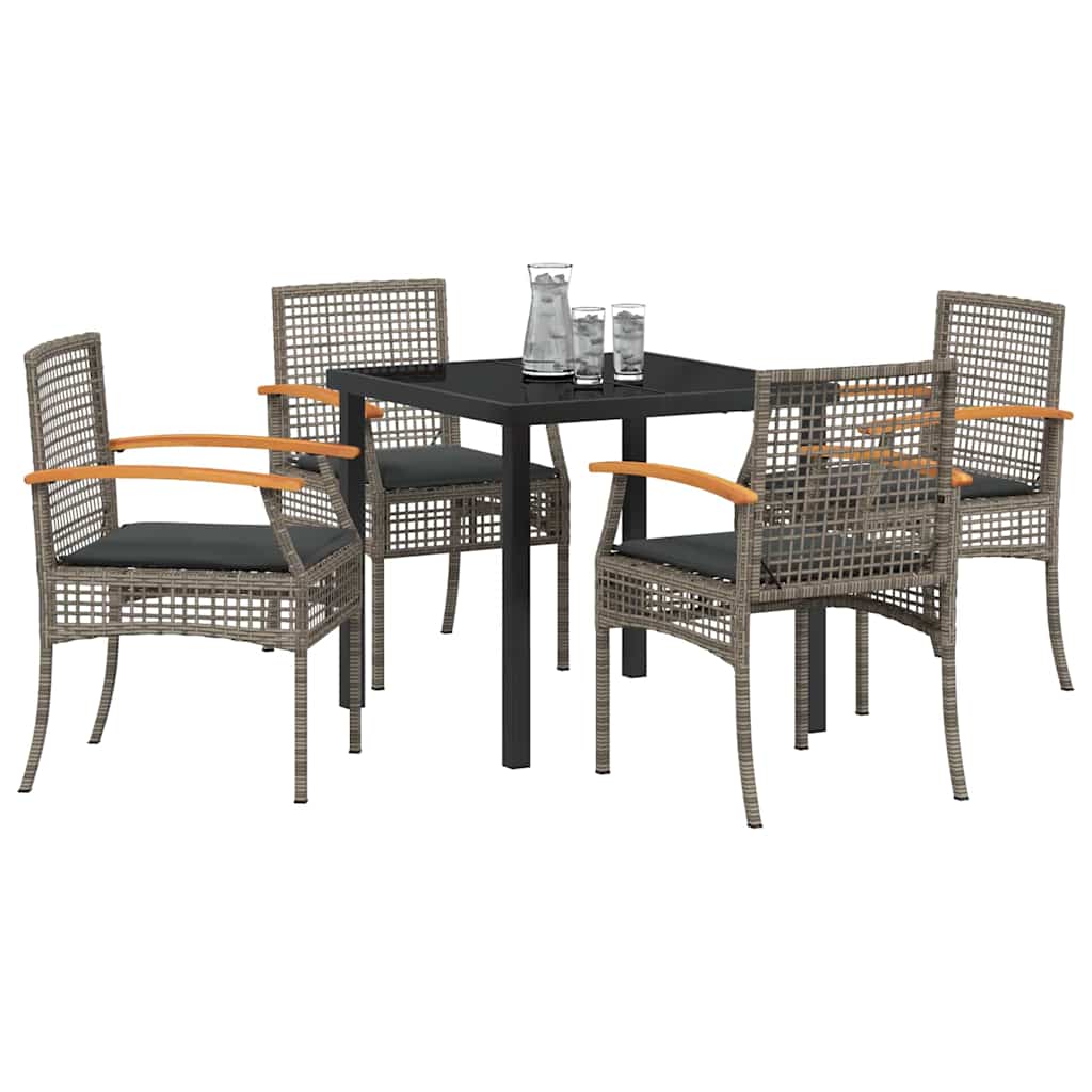 Tuin Eetset 5 pcs Grijs poly rattan