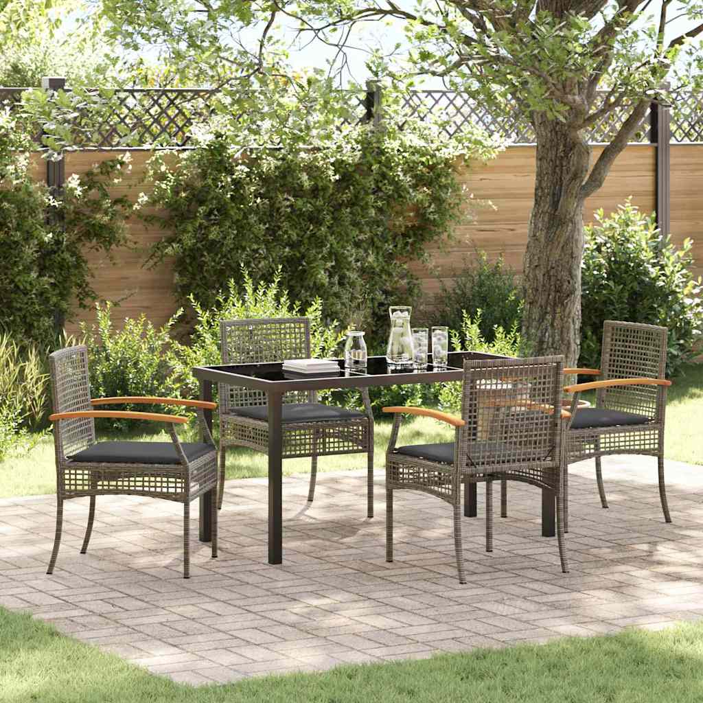 Tuin Eetset 5 pcs Grijs poly rattan