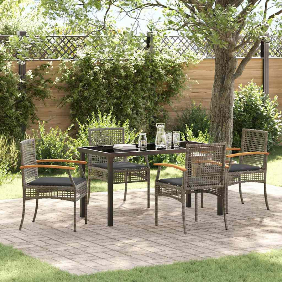 Tuin Eetset 5 pcs Grijs poly rattan