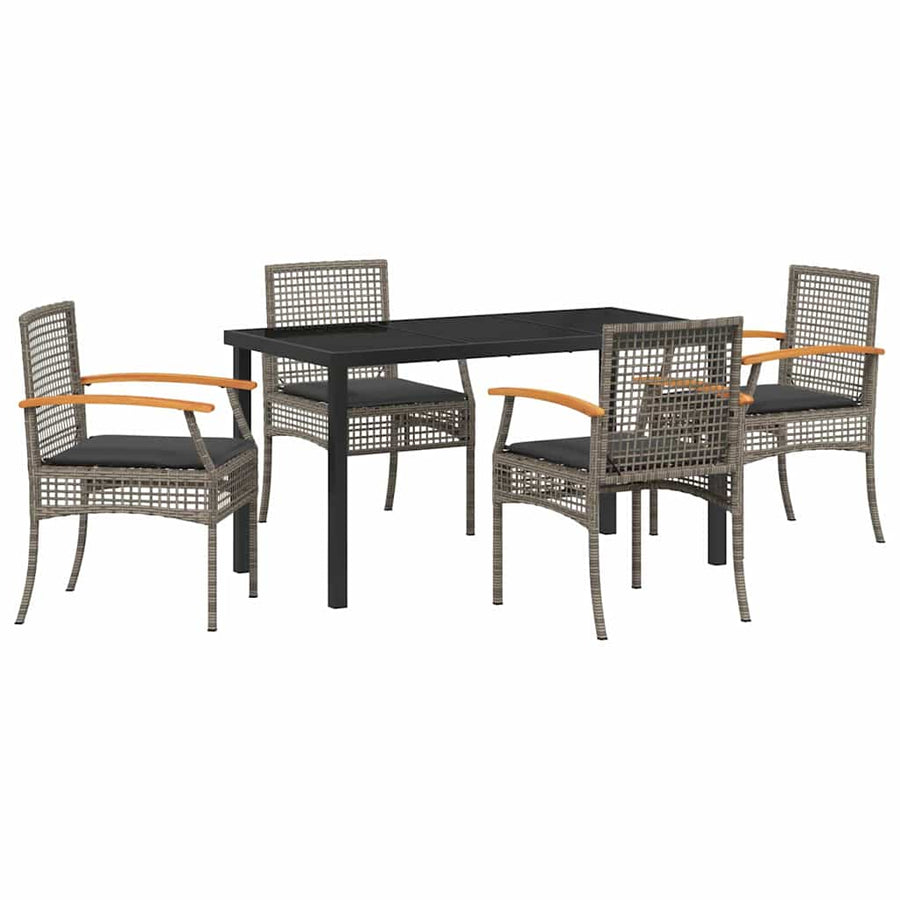 Tuin Eetset 5 pcs Grijs poly rattan