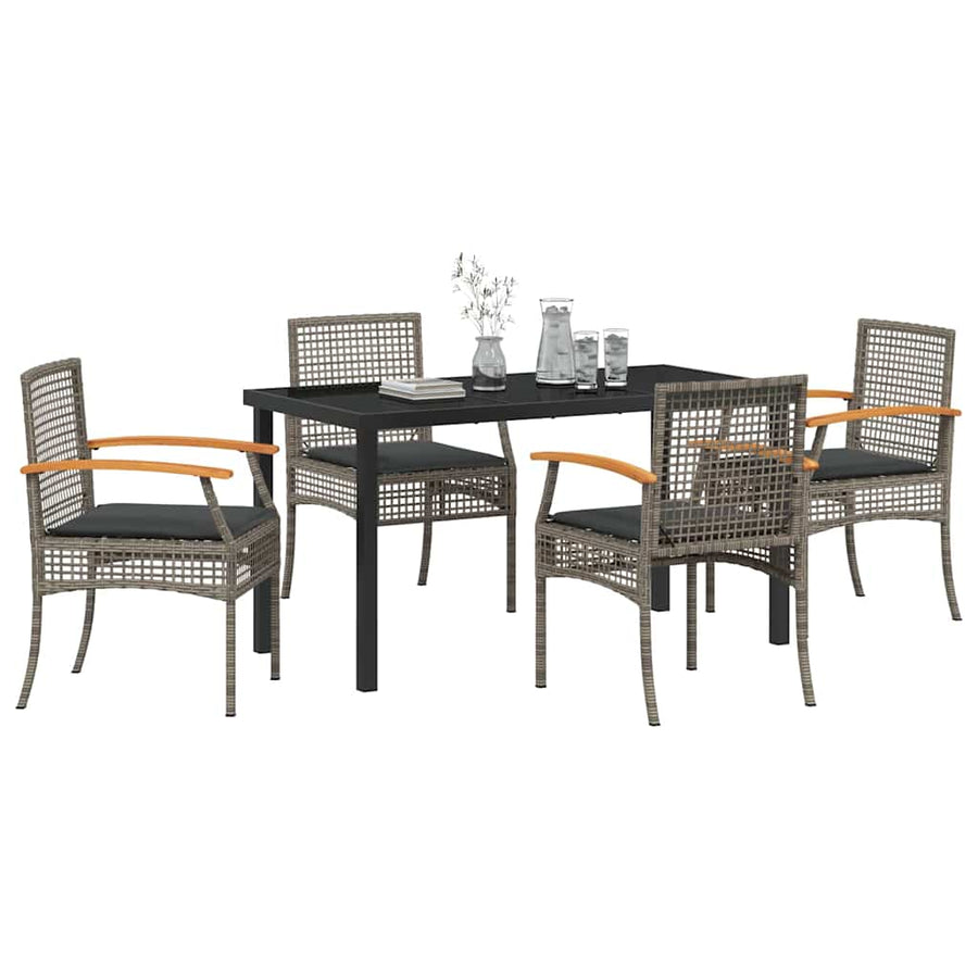 Tuin Eetset 5 pcs Grijs poly rattan