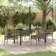 Tuin Eetset 5-delig poly rattan grijs