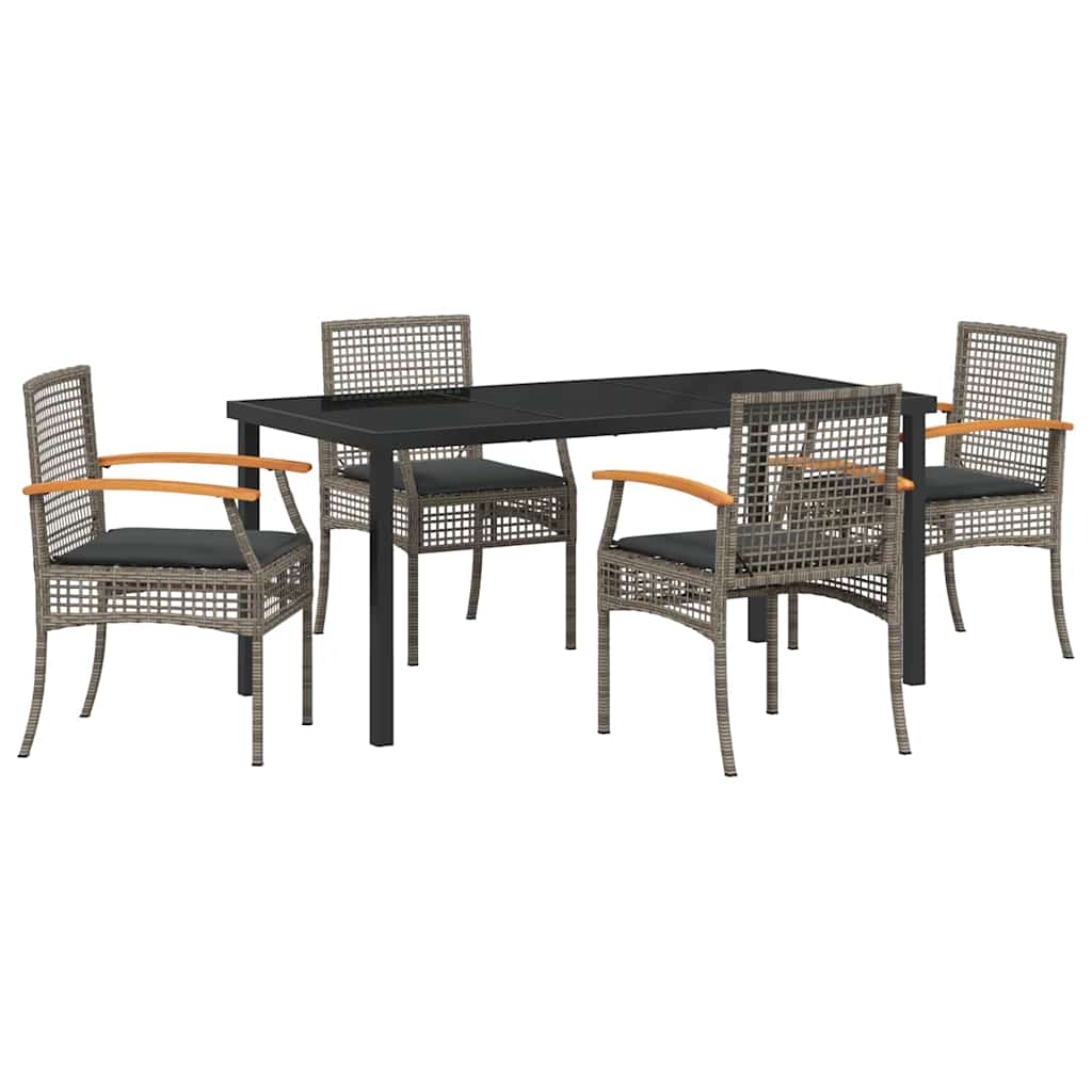 Tuin Eetset 5 pcs Grijs poly rattan