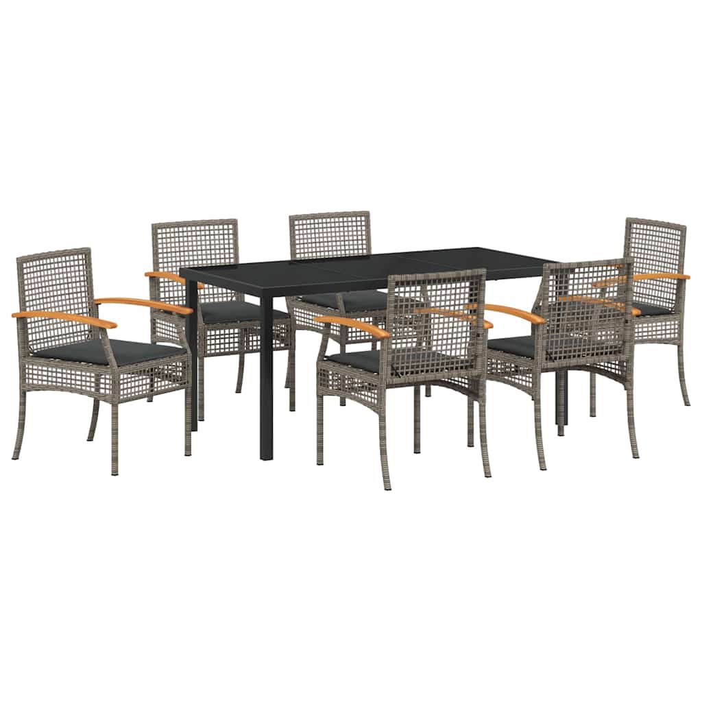 Tuin Eetset 7 pcs Grijs poly rattan