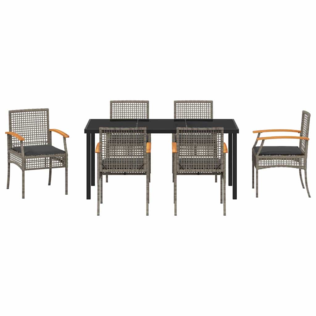 Tuin Eetset 7 pcs Grijs poly rattan