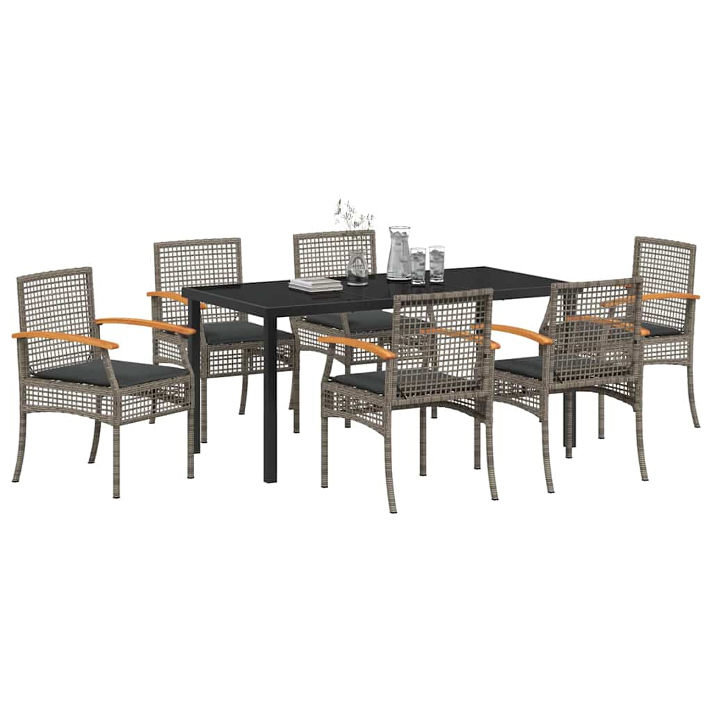 Tuin Eetset 7 pcs Grijs poly rattan