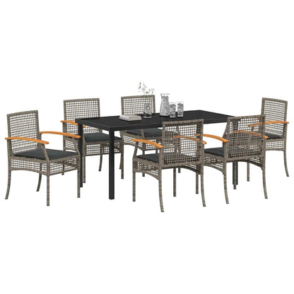 Tuin Eetset 7 pcs Grijs poly rattan