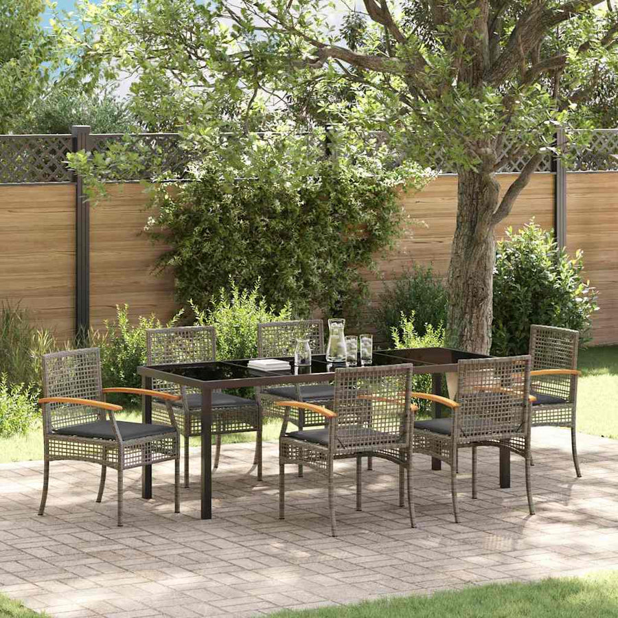 Tuin Eetset 7 pcs Grijs poly rattan