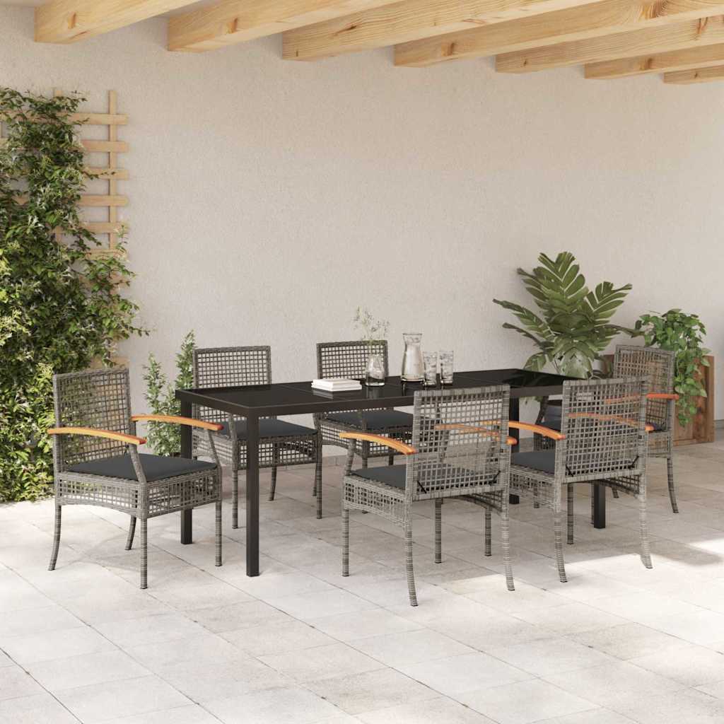 Tuin Eetset 7 pcs Grijs poly rattan