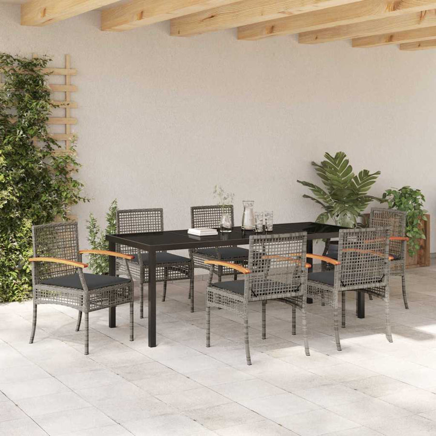 Tuin Eetset 7 pcs Grijs poly rattan