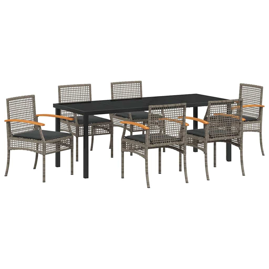 Tuin Eetset 7 pcs Grijs poly rattan