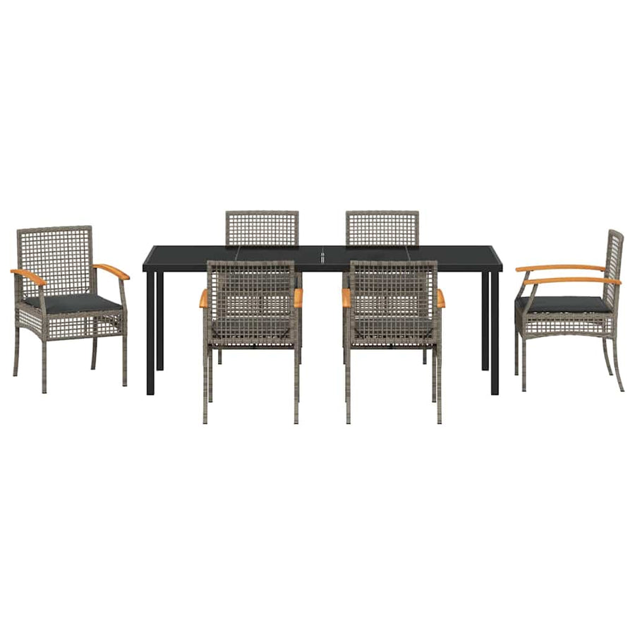 Tuin Eetset 7 pcs Grijs poly rattan