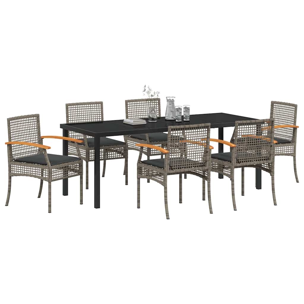 Tuin Eetset 7 pcs Grijs poly rattan