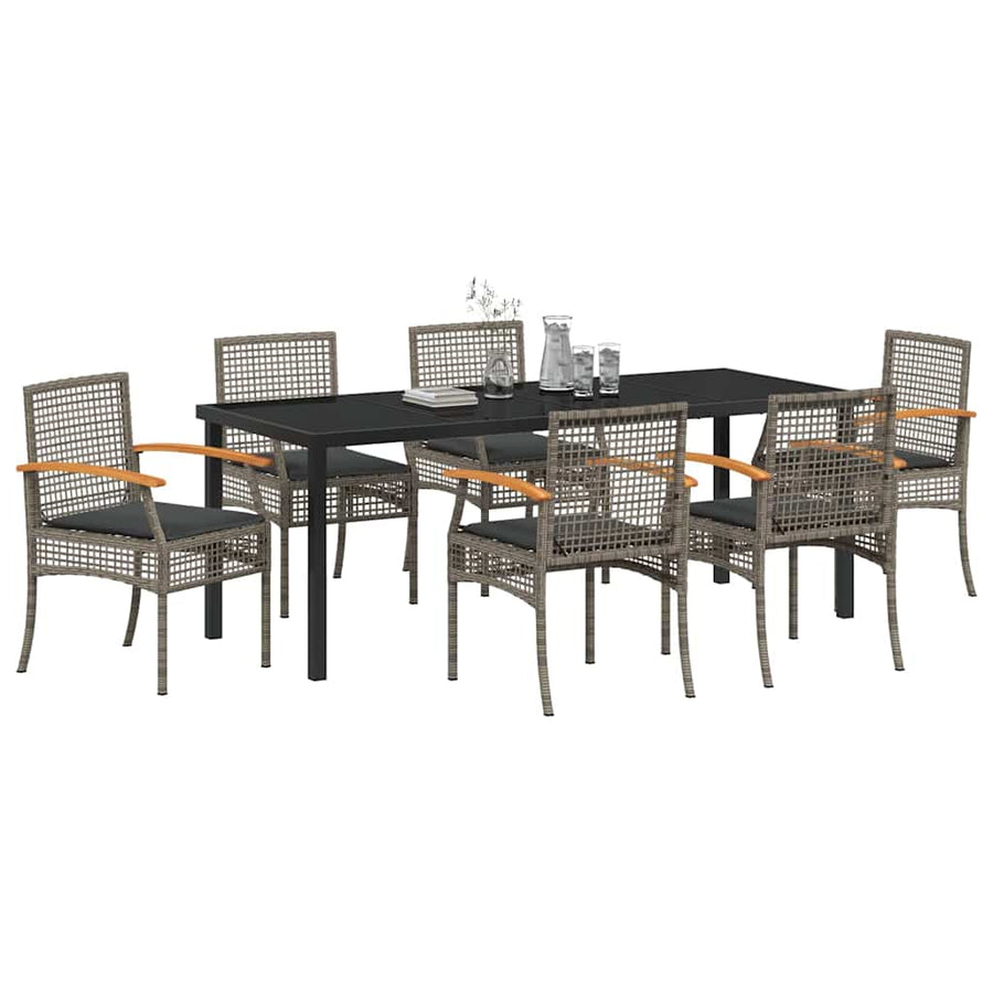 Tuin Eetset 7 pcs Grijs poly rattan