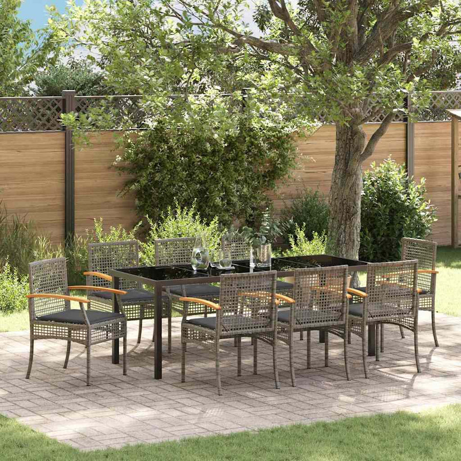 Tuin Eetset 9 pcs Grijs poly rattan
