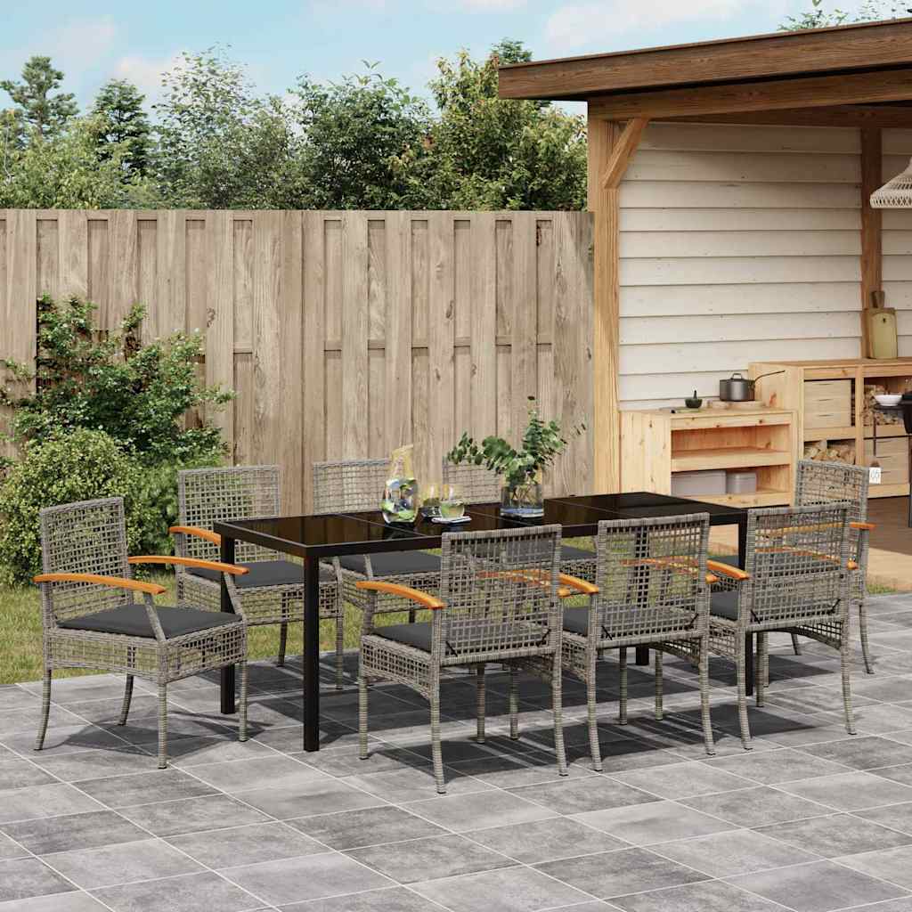 Tuin Eetset 9 pcs Grijs poly rattan