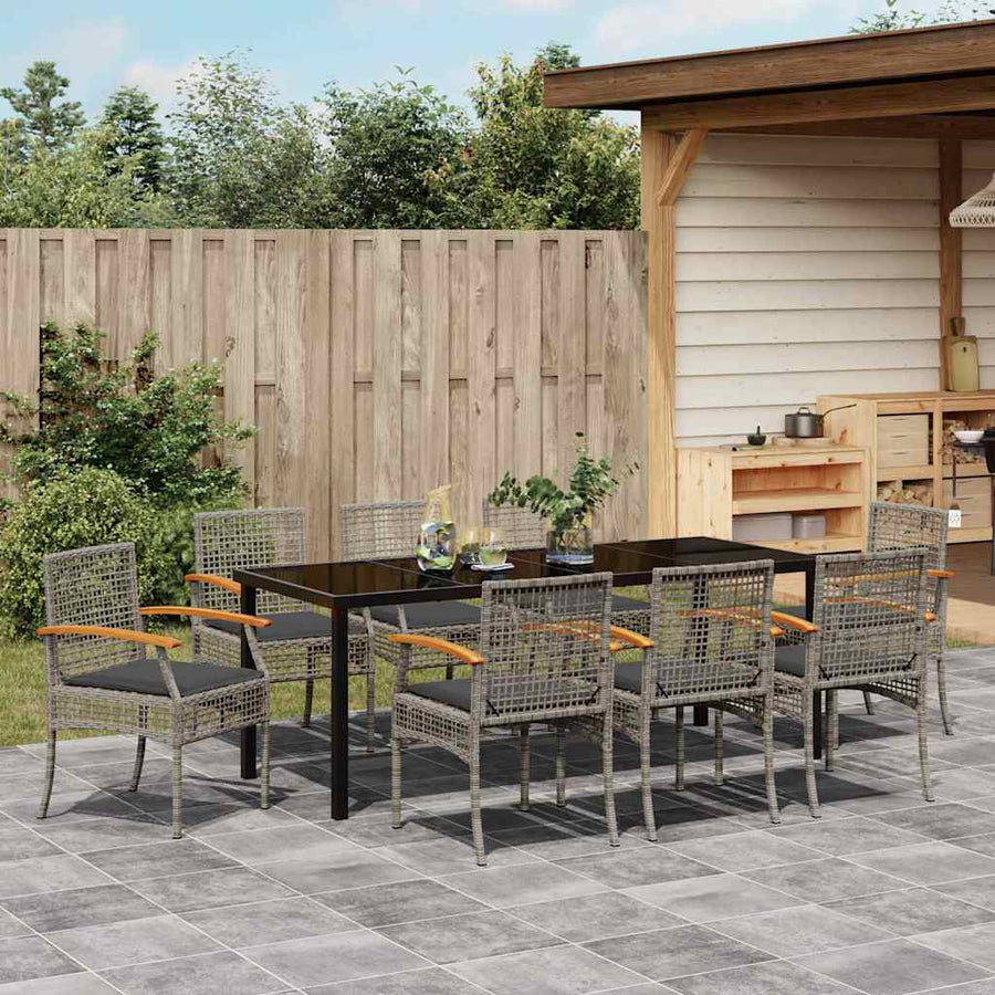 Tuin Eetset 9 pcs Grijs poly rattan