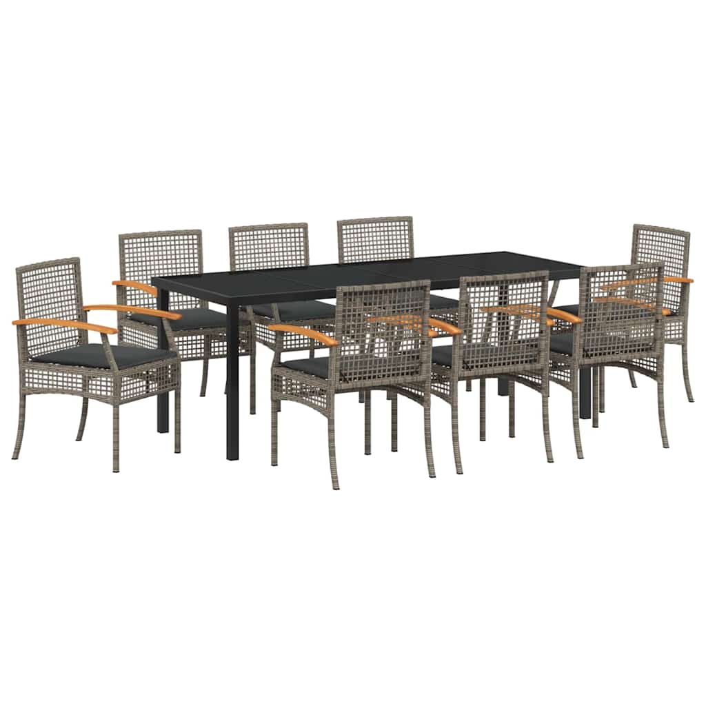 Tuin Eetset 9 pcs Grijs poly rattan