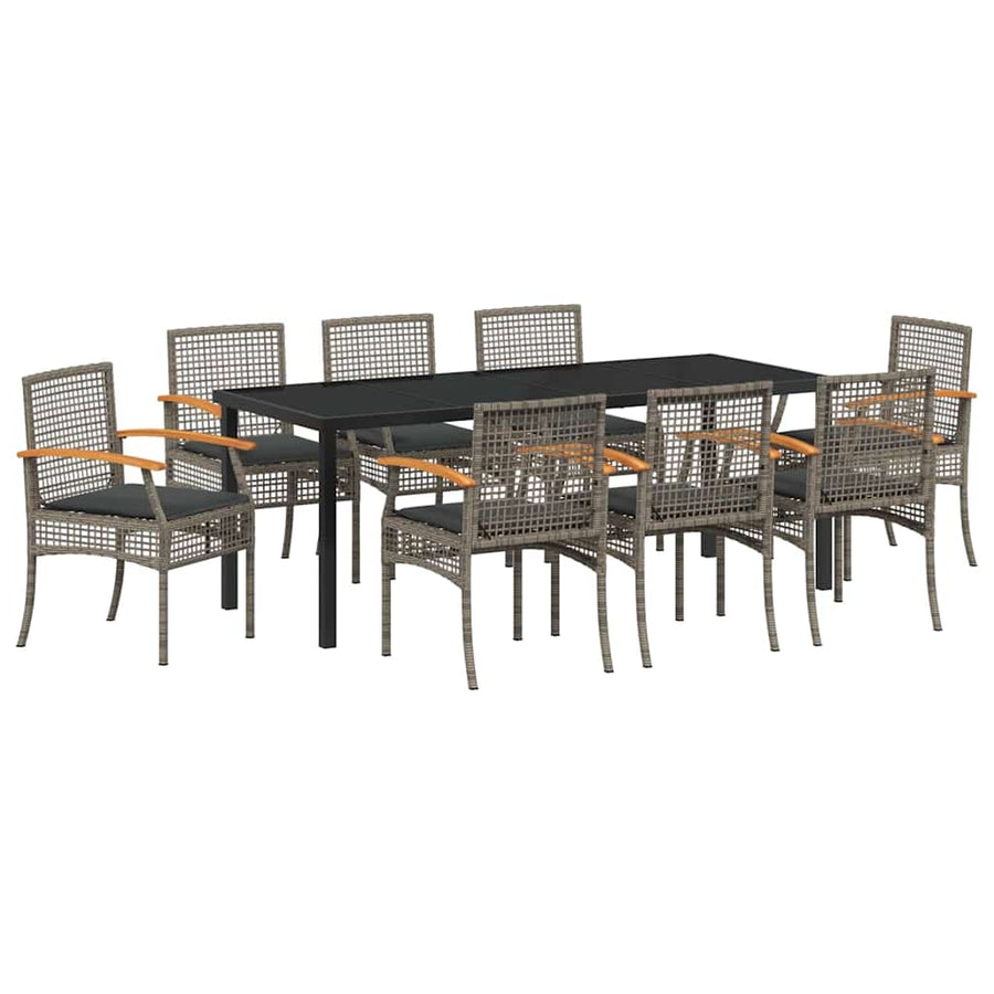 Tuin Eetset 9 pcs Grijs poly rattan