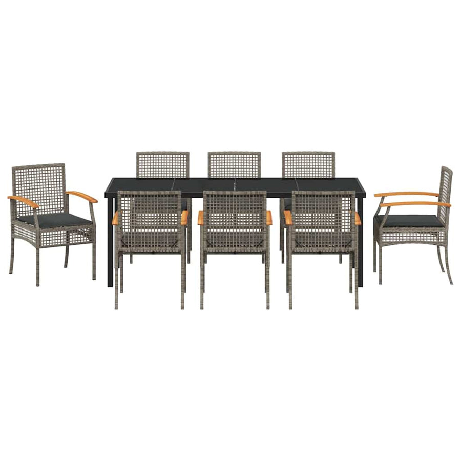 Tuin Eetset 9 pcs Grijs poly rattan