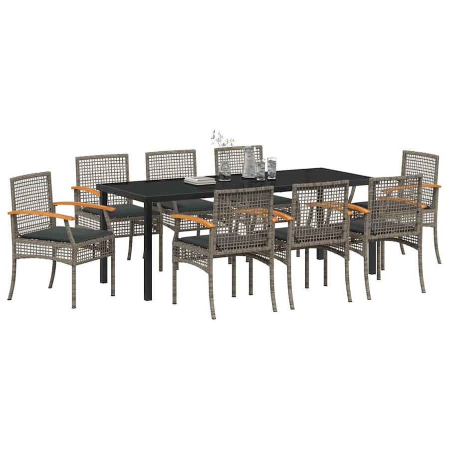Tuin Eetset 9 pcs Grijs poly rattan