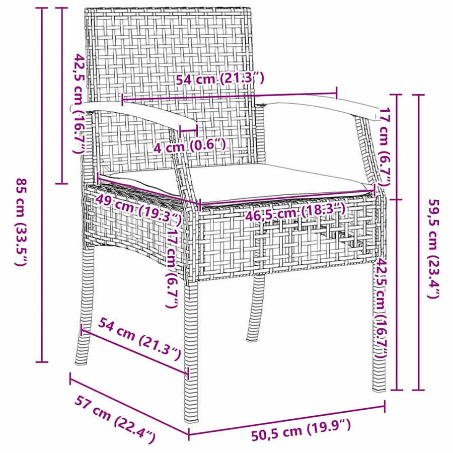 Tuin Eetset 9 pcs Grijs poly rattan