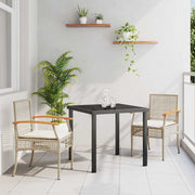 Tuin Eetset 3-delig poly rattan acaciahout beige