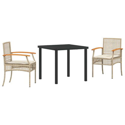 Tuin Eetset 3 pcs Beige poly rattan