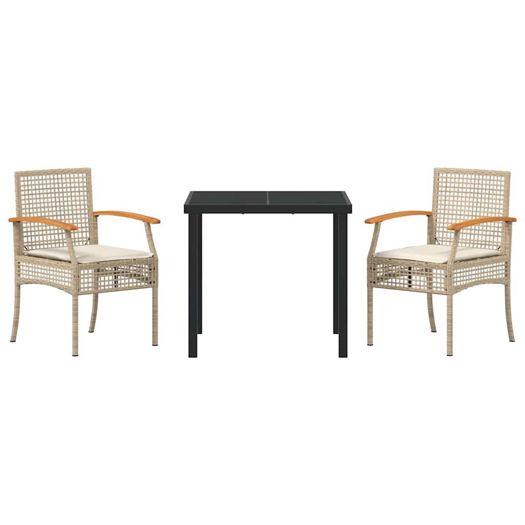 Tuin Eetset 3 pcs Beige poly rattan