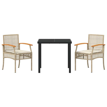 Tuin Eetset 3 pcs Beige poly rattan