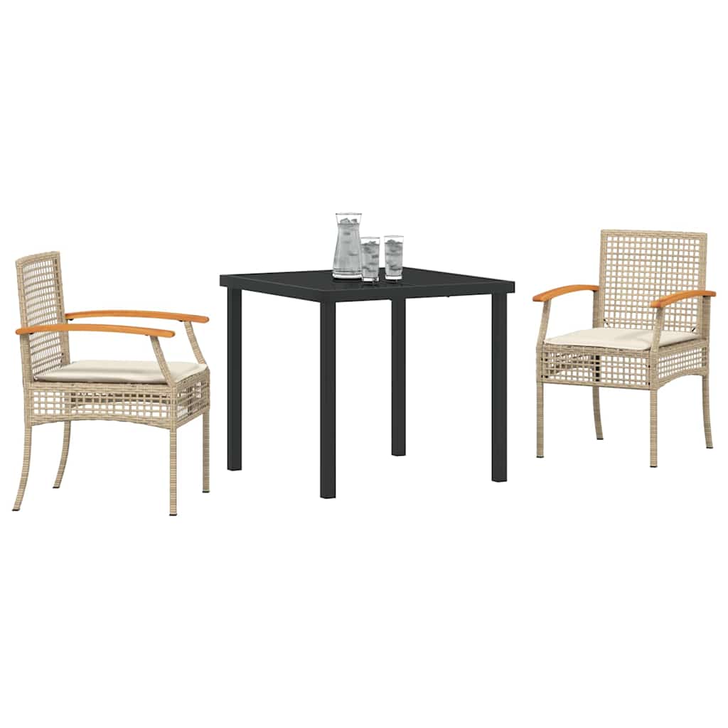 Tuin Eetset 3 pcs Beige poly rattan