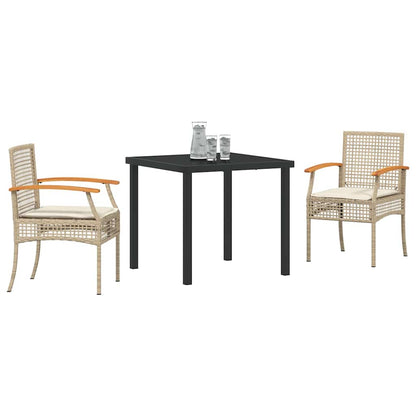 Tuin Eetset 3 pcs Beige poly rattan