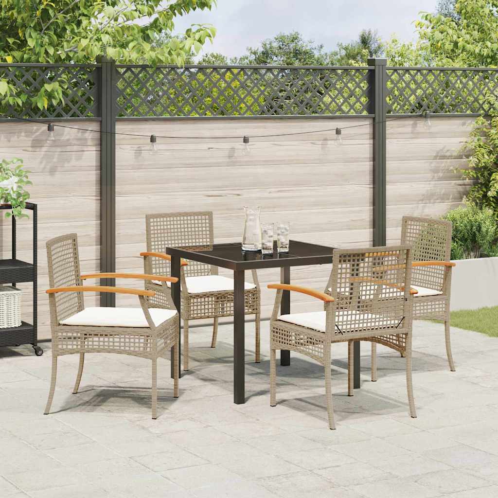Tuin Eetset 5 pcs Beige poly rattan