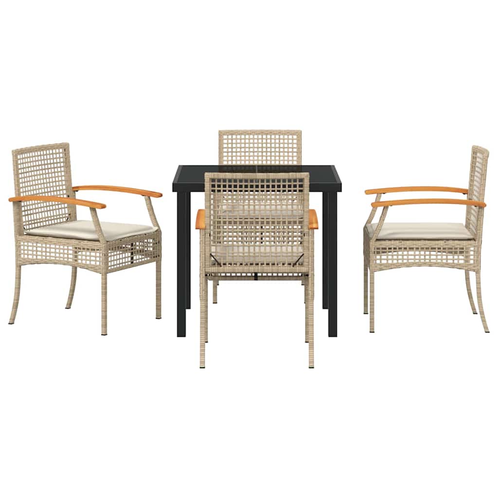 Tuin Eetset 5 pcs Beige poly rattan