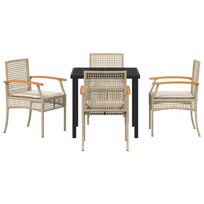 Tuin Eetset 5 pcs Beige poly rattan