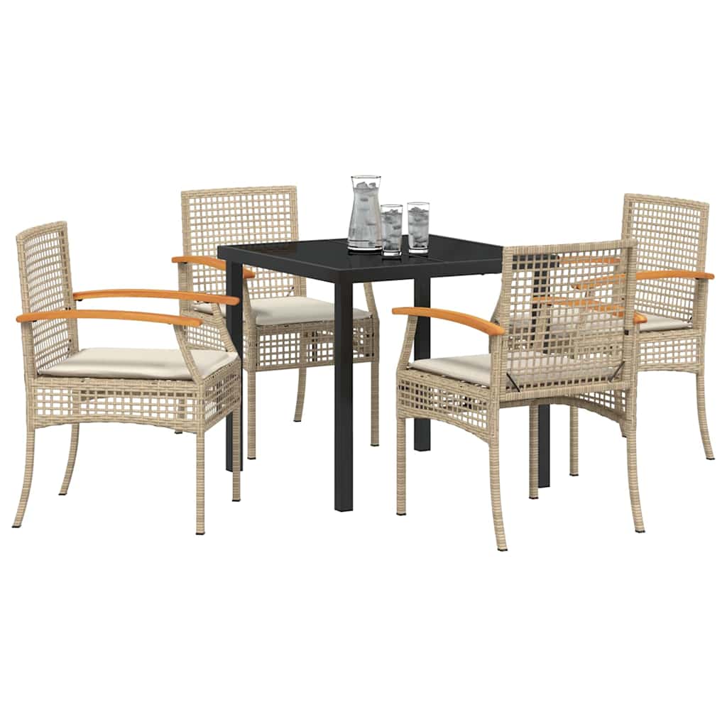Tuin Eetset 5 pcs Beige poly rattan