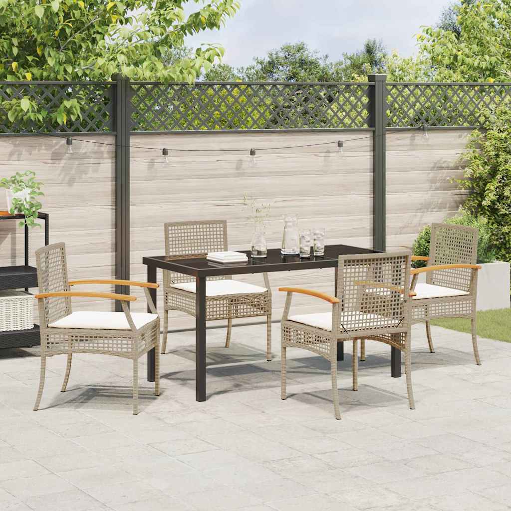 Tuin Eetset 5 pcs Beige poly rattan