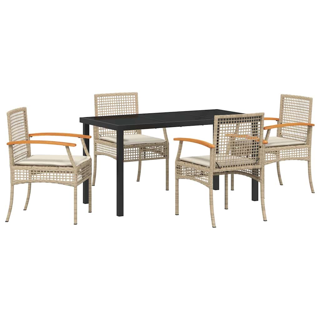 Tuin Eetset 5 pcs Beige poly rattan