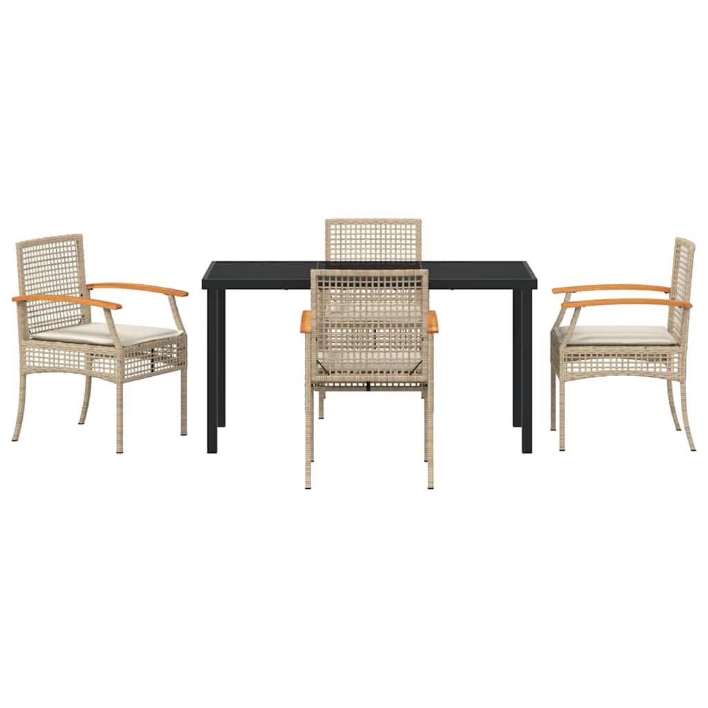 Tuin Eetset 5 pcs Beige poly rattan