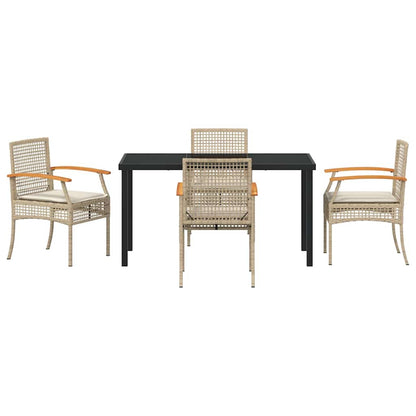 Tuin Eetset 5 pcs Beige poly rattan